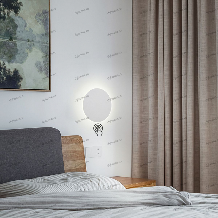 Aplica de perete LED circular design alb touch, 3 tipuri de lumina, 34W [1]