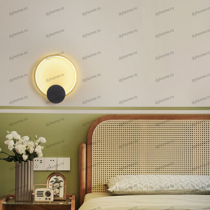 Aplica de perete LED circular design auriu, 3 tipuri de lumina, 30W [4]