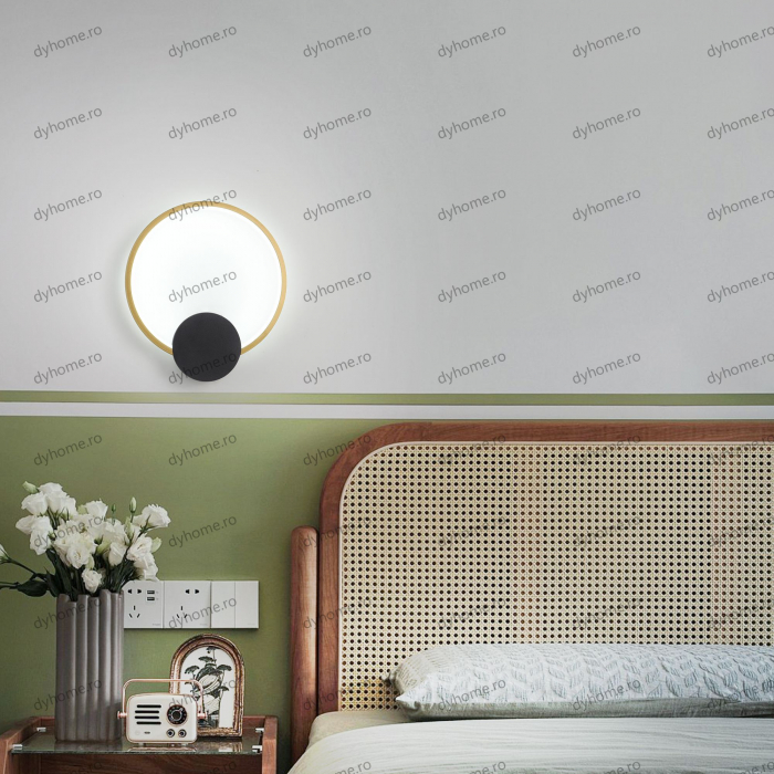 Aplica de perete LED circular design auriu, 3 tipuri de lumina, 30W [2]