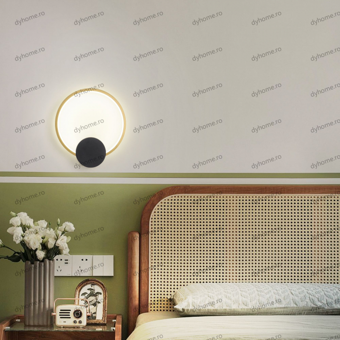 Aplica de perete LED circular design auriu, 3 tipuri de lumina, 30W [3]