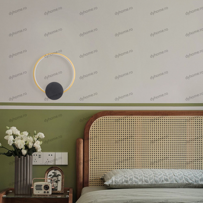 Aplica de perete LED circular design auriu, 3 tipuri de lumina, 30W [1]