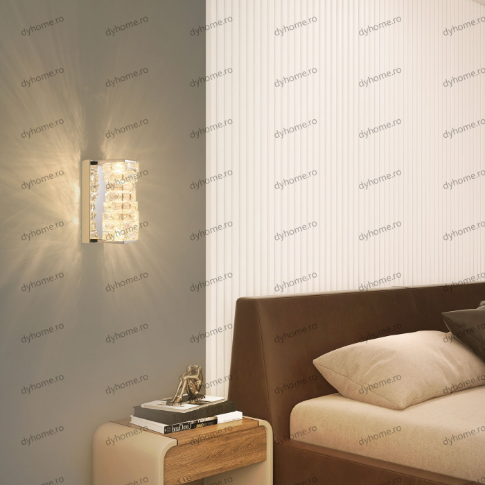 Aplica de perete LED cristal cilindru design argint, 10W [2]