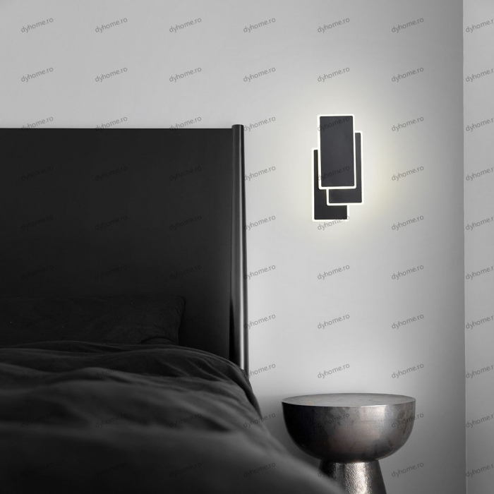 Aplica de perete LED dreptunghi design negru, 3 tipuri de lumina, 54W [2]