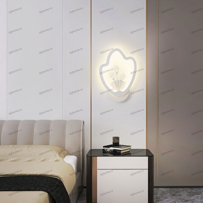 Aplica de perete LED floare design alb, tipuri de lumina, 28W [1]