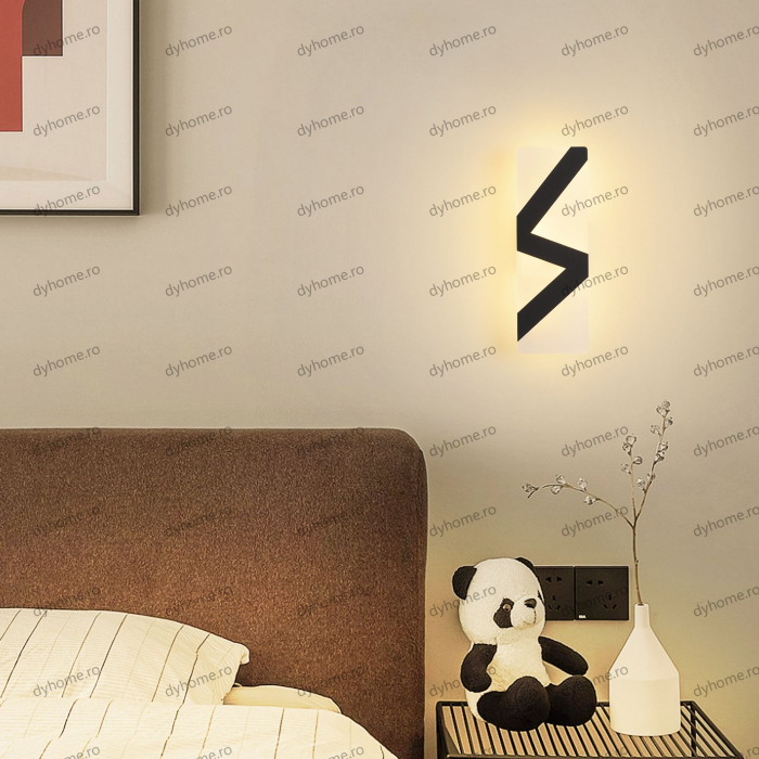 Aplica de perete LED fulger design negru, 3 tipuri de lumina, 28W [4]