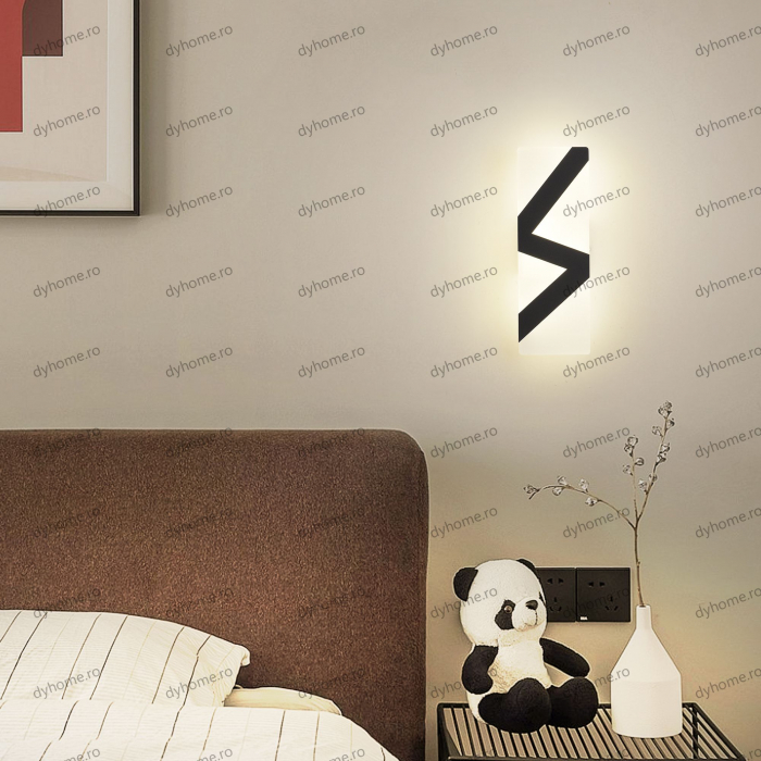 Aplica de perete LED fulger design negru, 3 tipuri de lumina, 28W [3]