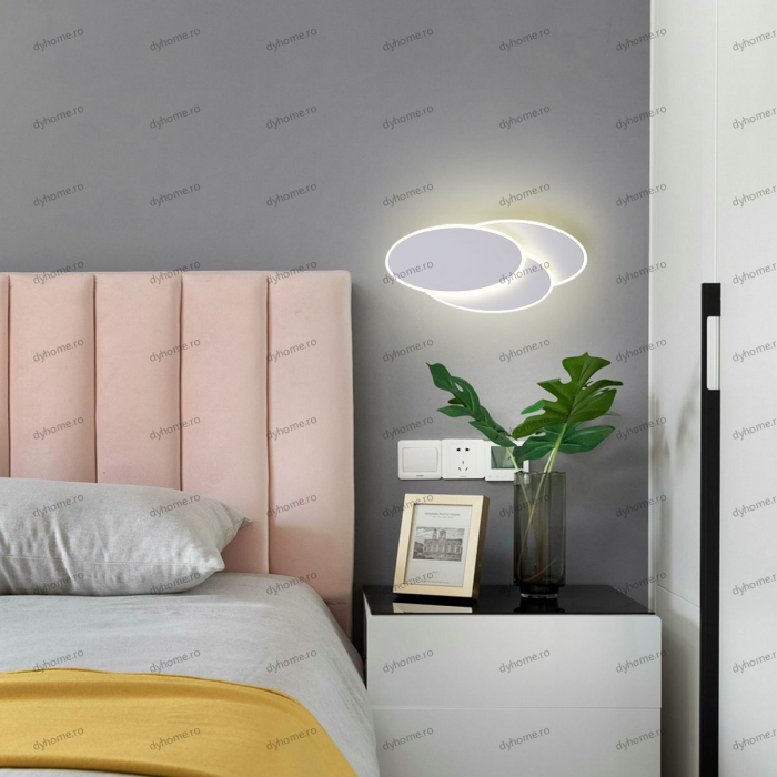Aplica de perete LED oval design alb, 3 tipuri de lumina, 48W [1]