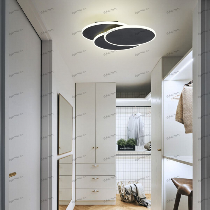 Aplica de perete LED oval design negru, 3 tipuri de lumina, 48W [1]