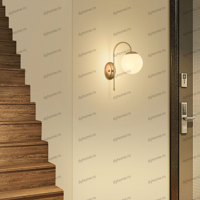 Aplica de perete sfera design auriu, 1*E27,40W [2]