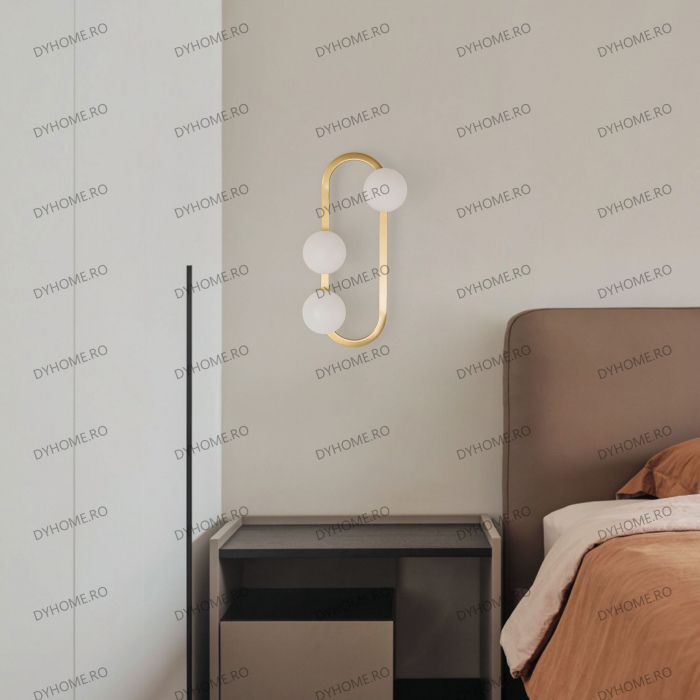 Aplica de perete sfera design auriu, 3*G9, 30W [2]