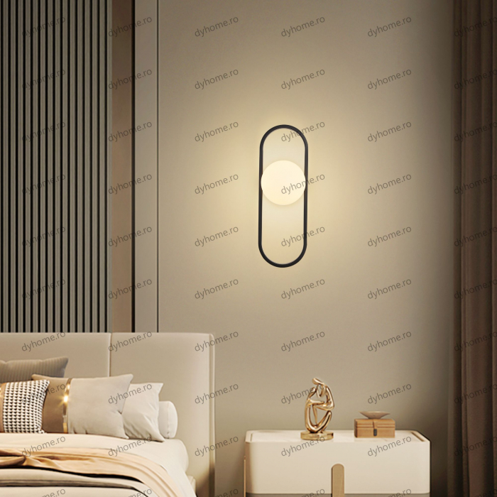 Aplica de perete sfera design negru, 1*G9 [2]