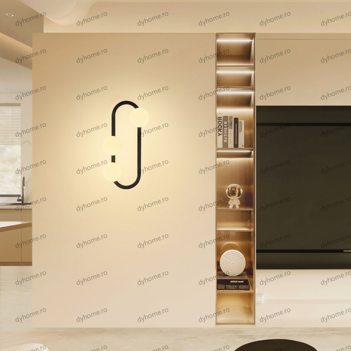 Aplica de perete sfera design negru, 3*G9, 30W [2]