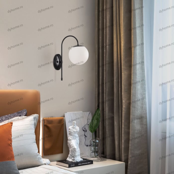 Aplica de perete sfera design negru, 1*E27,40W [1]