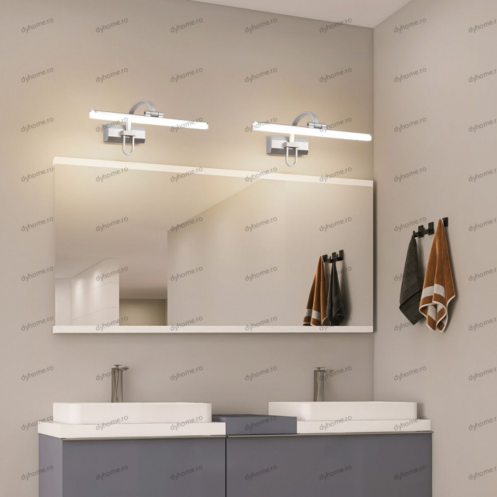 Aplica LED argint pentru baie 45 cm, 3 tipuri de lumina, 30W [1]