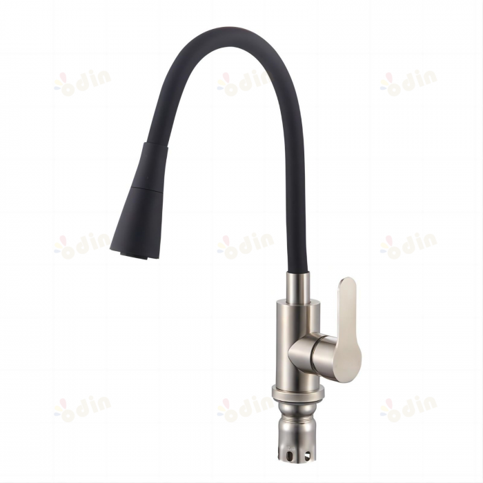 Baterie Bucatarie cu Pipa Flexibila, Monocomanda, Negru [3]