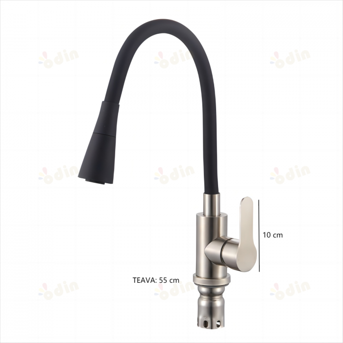 Baterie Bucatarie cu Pipa Flexibila, Monocomanda, Negru [4]