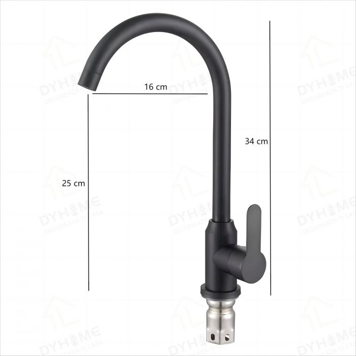 Baterie bucatarie, tip U cu pipa inalta,Monocomanda, Negru [4]