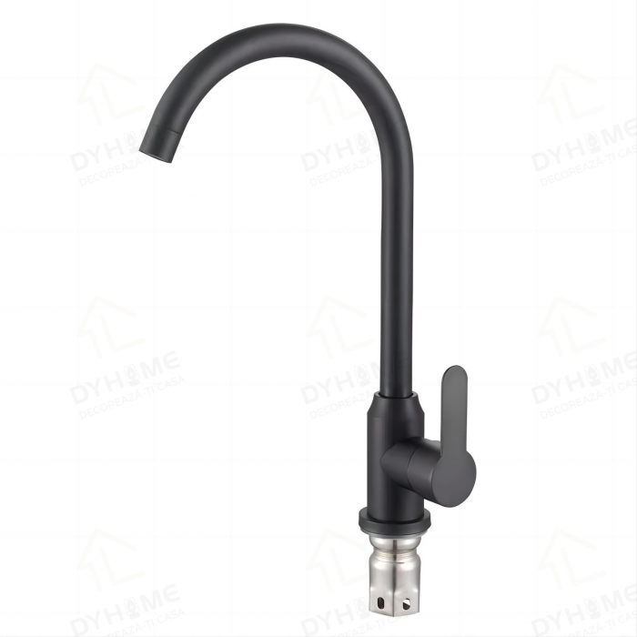 Baterie bucatarie, tip U cu pipa inalta,Monocomanda, Negru [3]