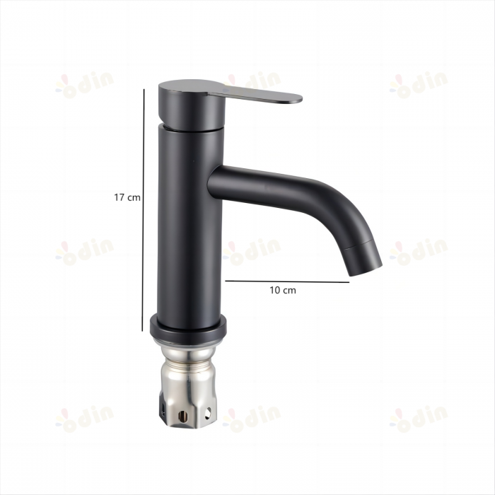 Baterie lavoar pipa fixa, Monocomanda,Negru [4]