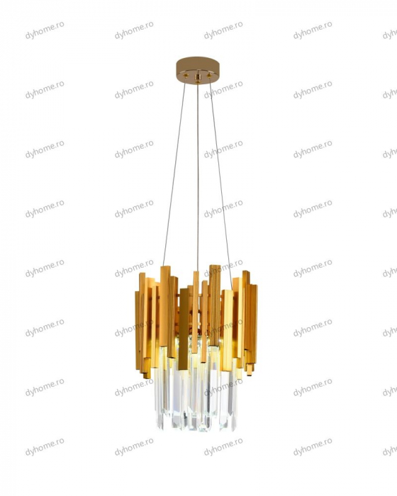 Candelabru LED cristal design auriu Diametru 270 mm cu telecomanda, dimabila, 24W [5]