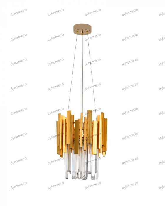 Candelabru LED cristal design auriu Diametru 270 mm cu telecomanda, dimabila, 24W [2]