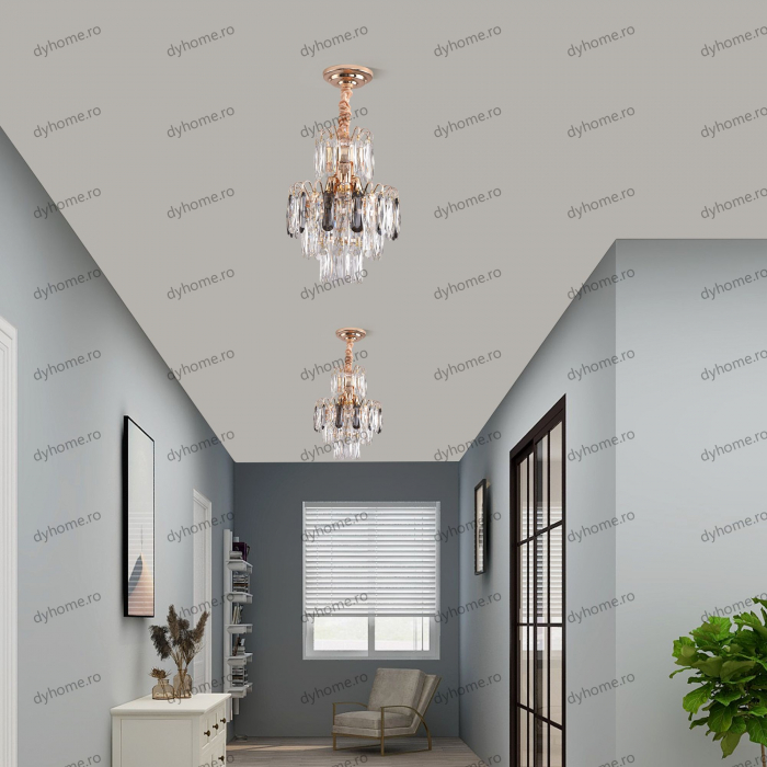 Candelabru cristal design auriu Diametru 300 mm, 3*E14 (MAX40W) [1]