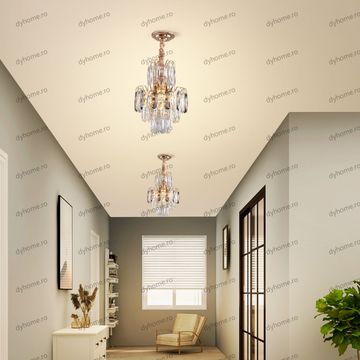 Candelabru cristal design auriu Diametru 300 mm, 3*E14 (MAX40W) [4]