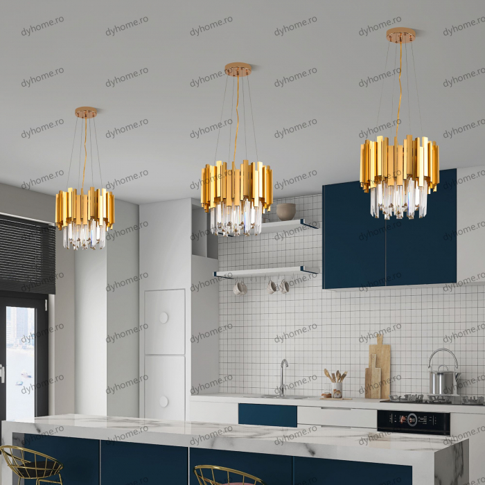 Candelabru cristal design auriu Diametru 300 mm, 4*E14 (MAX40W) [1]