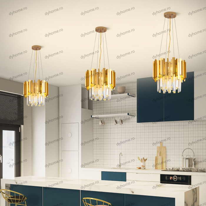 Candelabru cristal design auriu Diametru 300 mm, 4*E14 (MAX40W) [3]