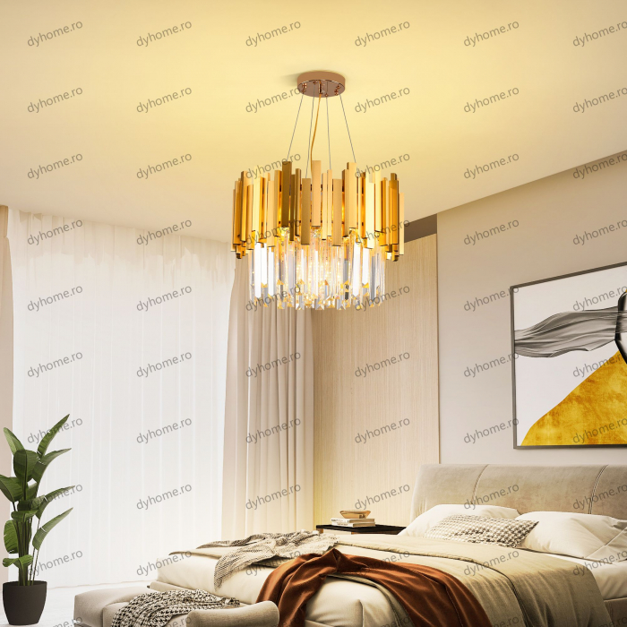 Candelabru cristal design auriu Diametru 400 mm, 7*E14 (MAX40W) [4]