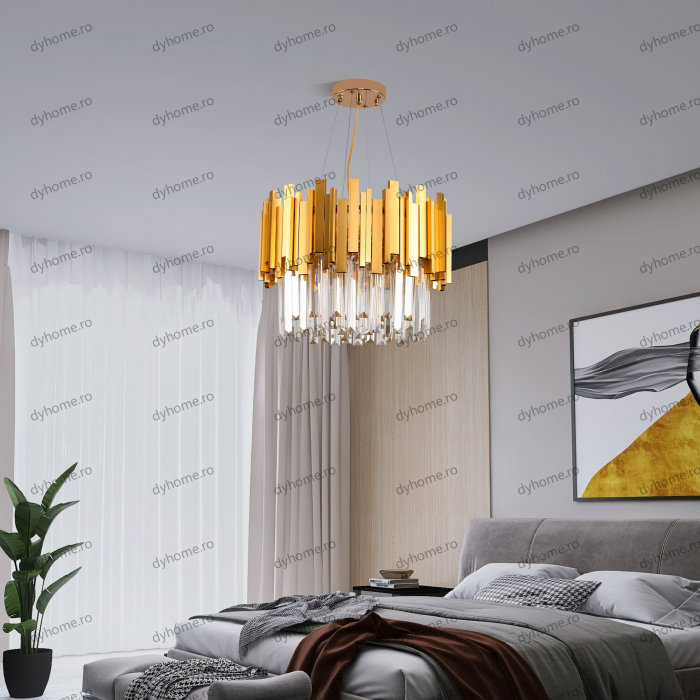 Candelabru cristal design auriu Diametru 400 mm, 7*E14 (MAX40W) [1]