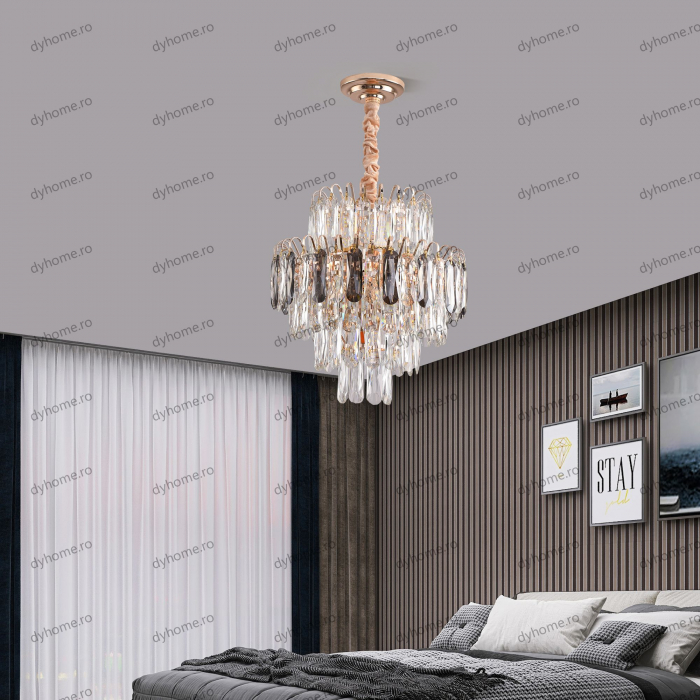 Candelabru cristal design auriu Diametru 400 mm, 7*E14 (MAX40W) [1]