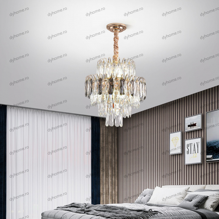 Candelabru cristal design auriu Diametru 400 mm, 7*E14 (MAX40W) [2]
