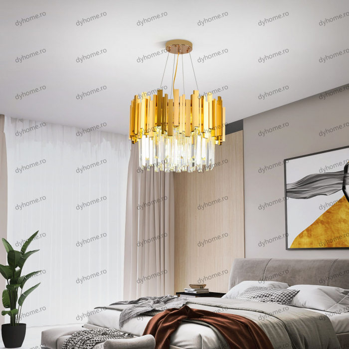 Candelabru cristal design auriu Diametru 400 mm, 7*E14 (MAX40W) [2]