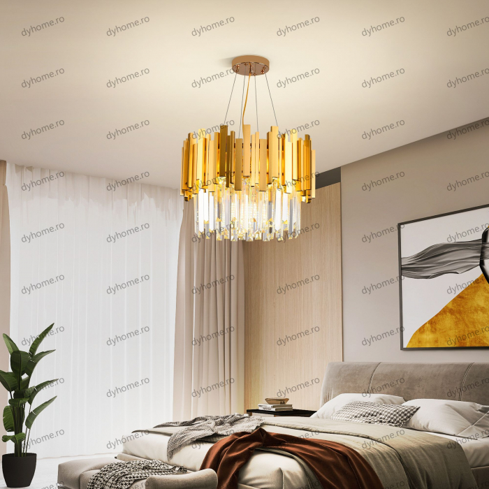 Candelabru cristal design auriu Diametru 400 mm, 7*E14 (MAX40W) [3]