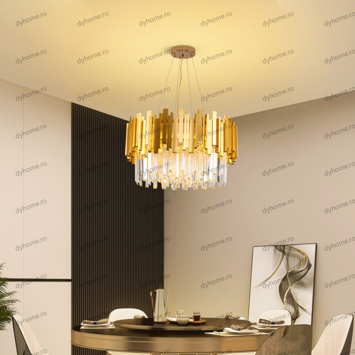 Candelabru cristal design auriu Diametru 500 mm, 9*E14 (MAX40W) [4]