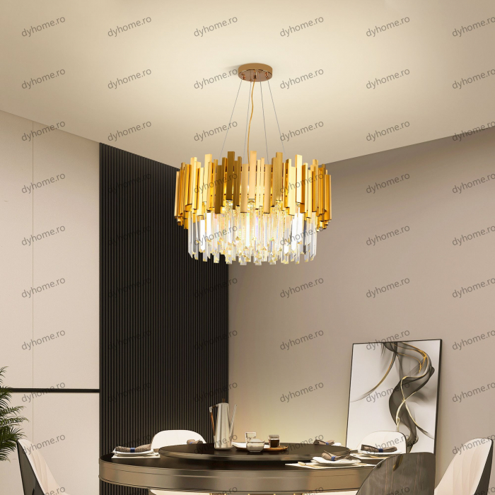 Candelabru cristal design auriu Diametru 500 mm, 9*E14 (MAX40W) [3]