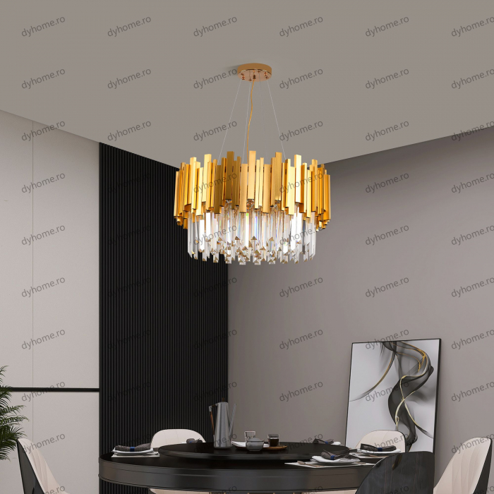 Candelabru cristal design auriu Diametru 500 mm, 9*E14 (MAX40W) [1]