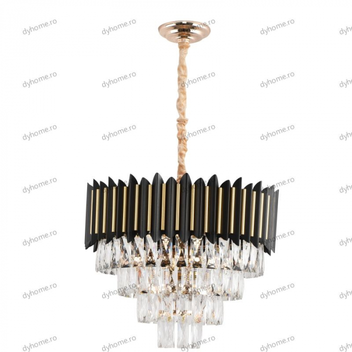 Candelabru cristal design negru, Diametru 500 mm transparent cristal,  9*E14 [2]