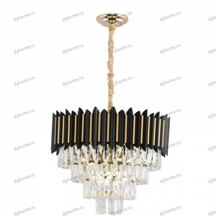 Candelabru cristal design negru, Diametru 500 mm transparent cristal,  9*E14 [5]