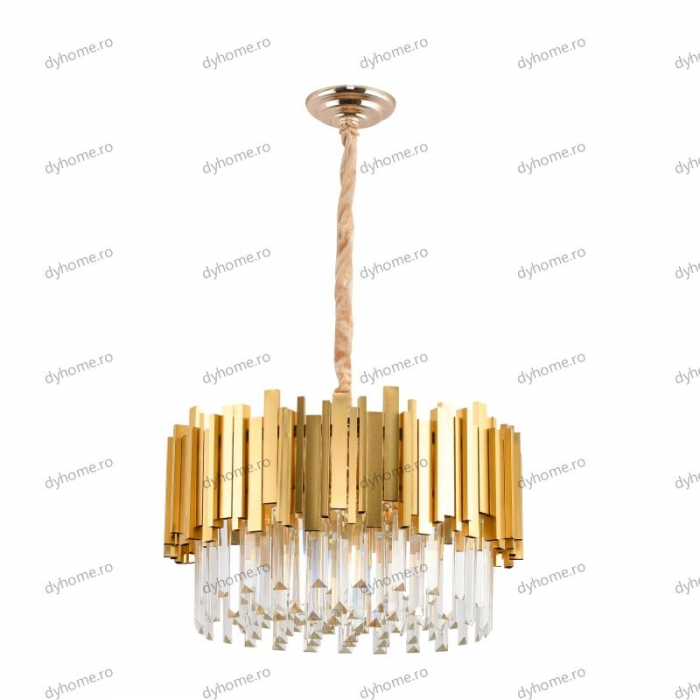 Candelabru cristal design auriu, Diametru 500 mm transparent cristal,  9*E27 [2]