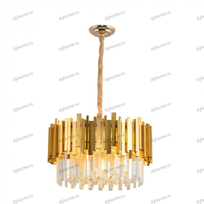 Candelabru cristal design auriu, Diametru 500 mm transparent cristal,  9*E27 [3]