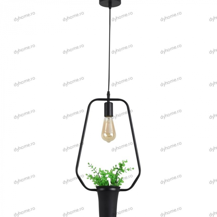 Candelabru green plants conic negru, E27 [3]
