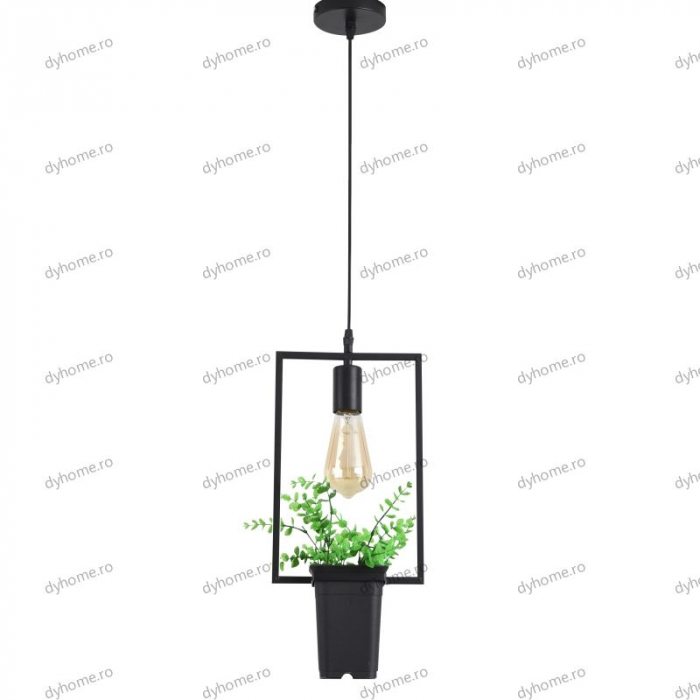 Candelabru green plants dreptunghi negru, E27 [2]