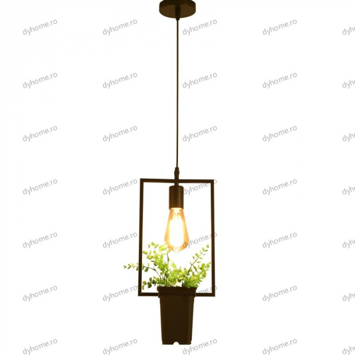 Candelabru green plants dreptunghi negru, E27 [3]