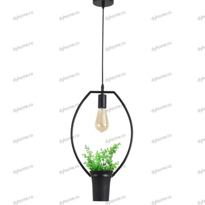 Candelabru green plants oval negru, E27 [3]