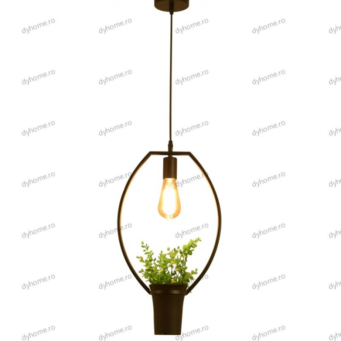 Candelabru green plants oval negru, E27 [2]