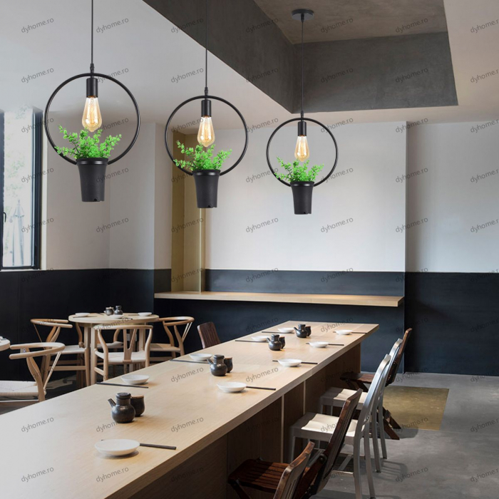 Candelabru green plants rotunda negru, E27 [1]