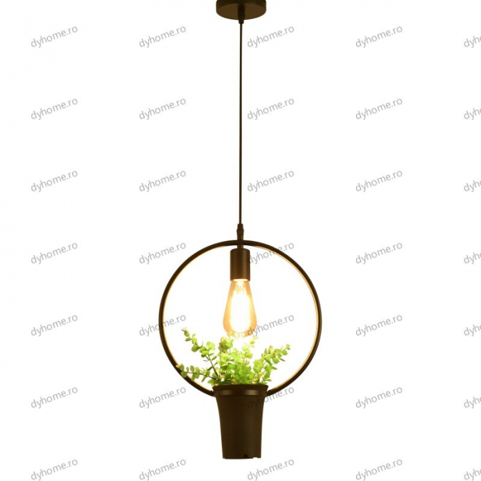 Candelabru green plants rotunda negru, E27 [2]