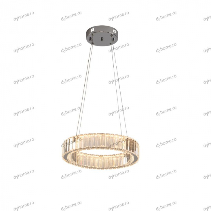 Candelabru LED cristal circular design argint Diametru 400 mm cu telecomanda, dimabila, 32W [3]